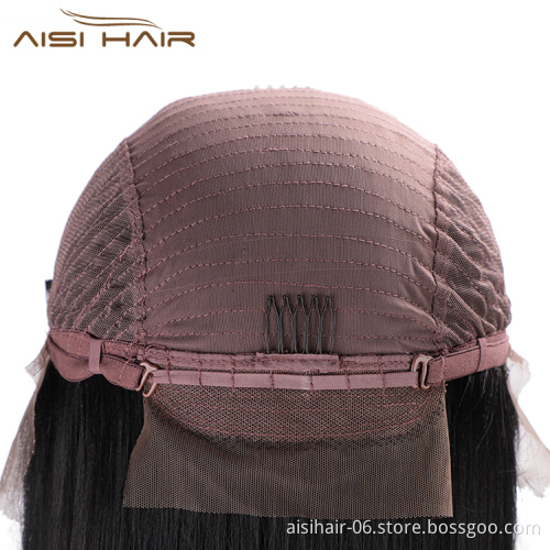 Aisi Hair New Design Silky Straight Lace Front Long Wigs Heat Resistant Synthetic Fiber Black Long Straight Wig for Women